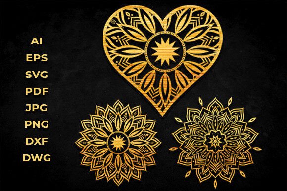 Download 3D Heart Mandala Svg Laser Cut Files - Mandala svg Collection