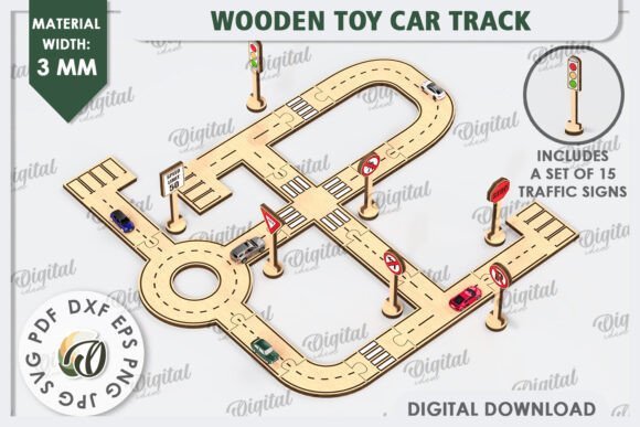 Download Wooden Toy Car Track Laser Cut Design - Premium Bundle