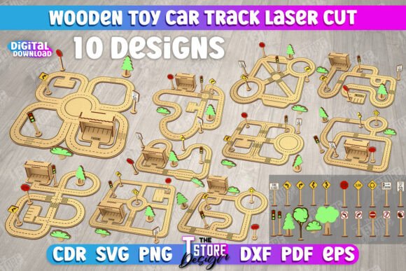 Download Wooden Toy Car Track Bundle | Road Model - Wooden toy Collection
