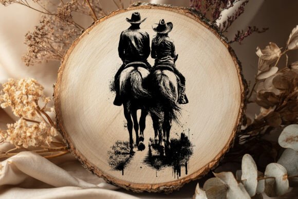Download Cowboy Couple Horse Riding SVG - Horse riding Collection