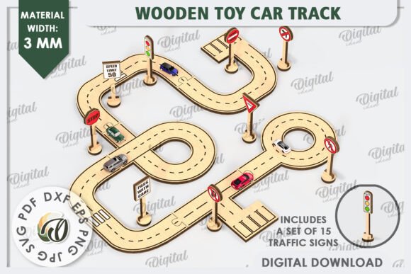 Download Wooden Toy Car Track Laser Cut Design - Premium Bundle